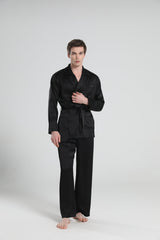 22 Momme Silk Pajamas for Men Black