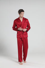 22 Momme Silk Pajamas for Men Burgundy