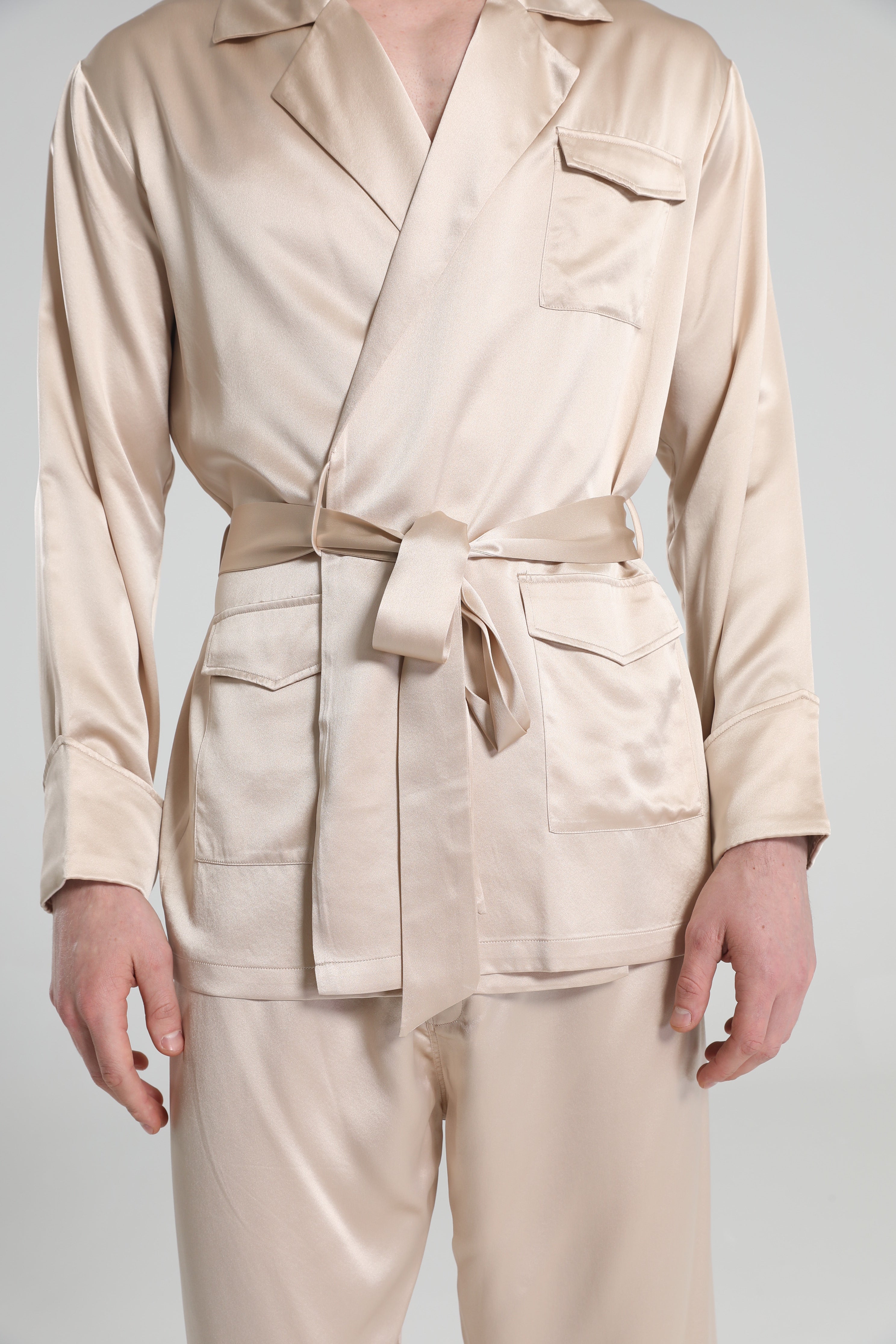 22 Momme Silk Pajamas for Men Champagne