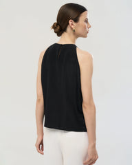 22 Momme Silk Pleated Neck Sleeveless Tank Top
