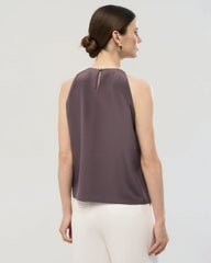 22 Momme Silk Pleated Neck Sleeveless Tank Top