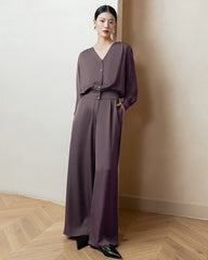 22 Momme Silk Shirt and Straight Pants Set