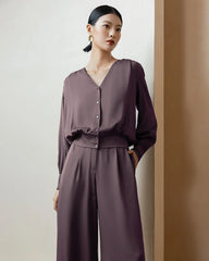 22 Momme Silk Shirt and Straight Pants Set