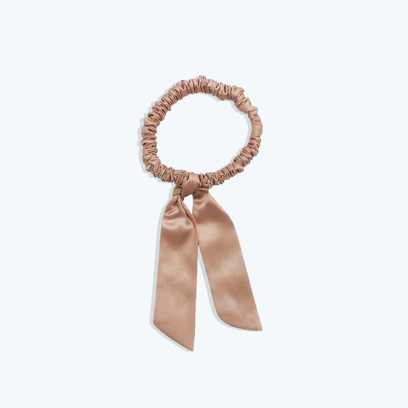 22 Momme Tail Elegant Silk Hair Bands Caramel