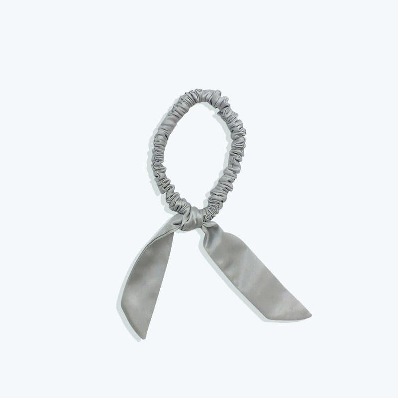 22 Momme Tail Elegant Silk Hair Bands Grey