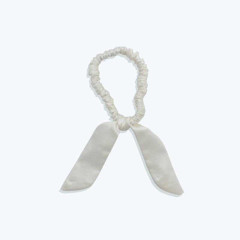 22 Momme Tail Elegant Silk Hair Bands White