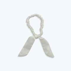 22 Momme Tail Elegant Silk Hair Bands White