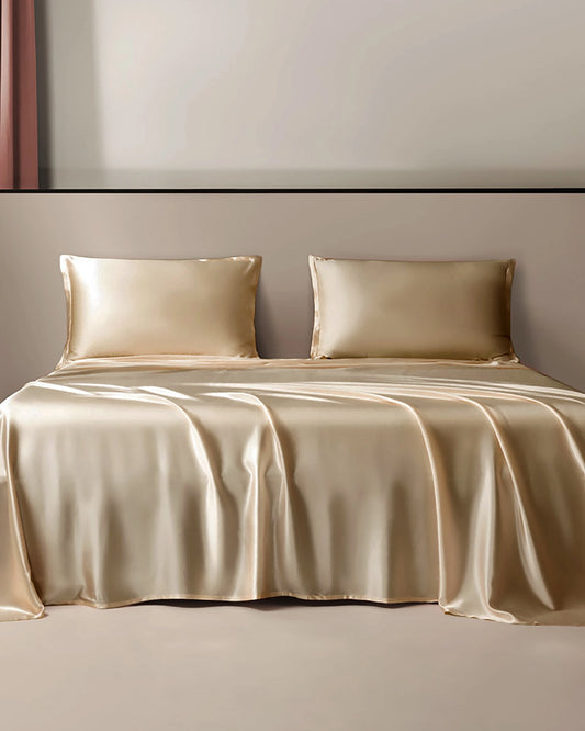25 Momme 100% Silk Flat Sheet Champagne