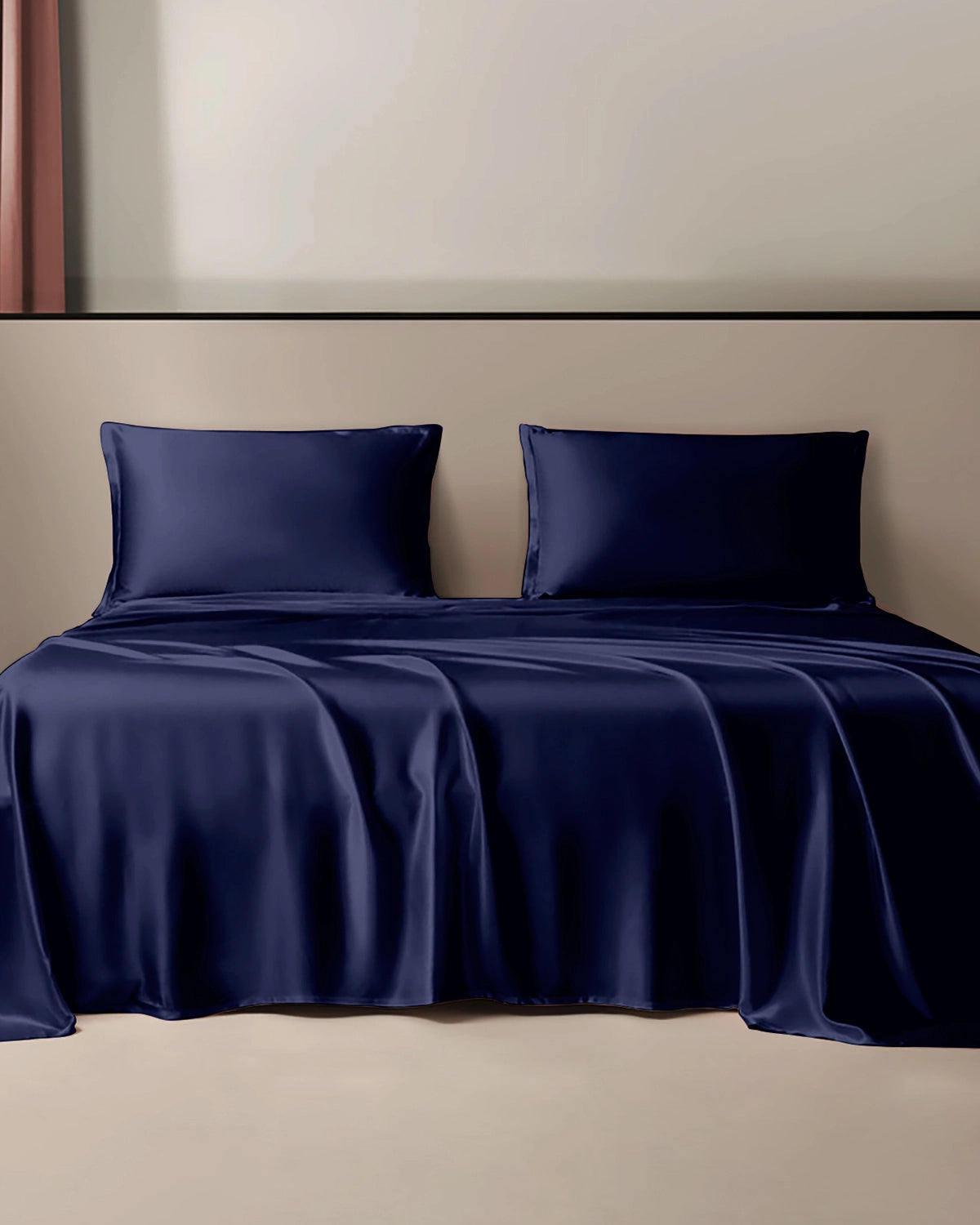 25 Momme 100% Silk Flat Sheet Navy