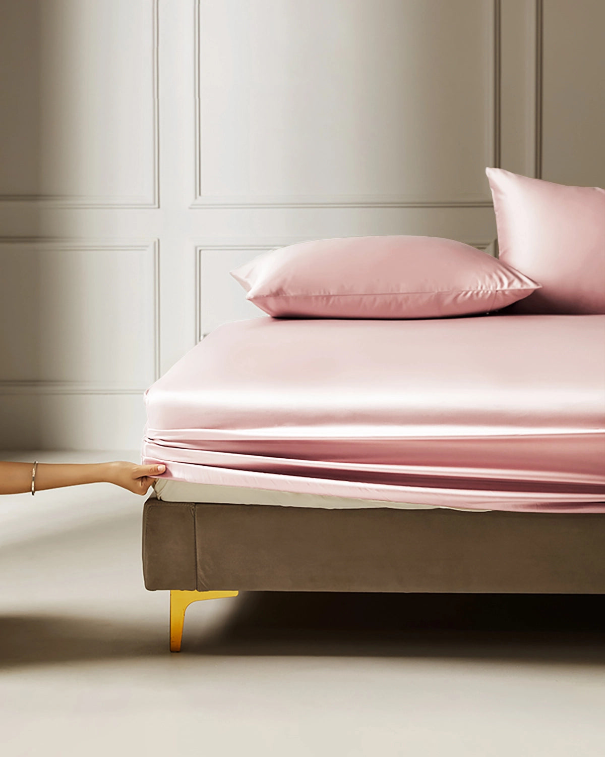 25 Momme 3PCS Silk Fitted Sheet Set Light Pink