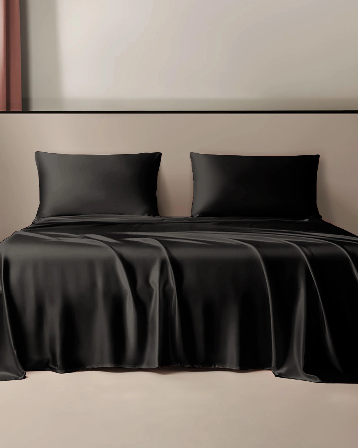 25 Momme 3PCS Silk Flat Sheet Set Black