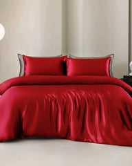 25 Momme 4PCS Silk Duvet Cover and Flat Sheet Set Burgundy