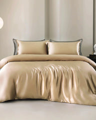 25 Momme 4PCS Silk Duvet Cover and Flat Sheet Set Champagne