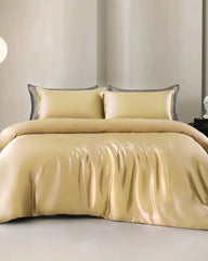 25 Momme 4PCS Silk Duvet Cover and Flat Sheet Set Gold