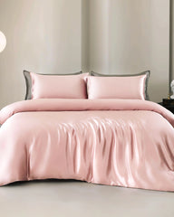 25 Momme 4PCS Silk Duvet Cover and Flat Sheet Set Light Pink
