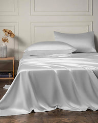 25 Momme 4PCS Silk Flat Sheet and Fitted Sheet Set Grey