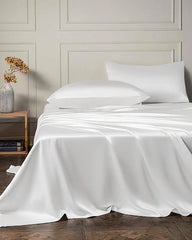 25 Momme 4PCS Silk Flat Sheet and Fitted Sheet Set Ivory