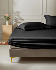25 Momme Silk Fitted Sheet Black