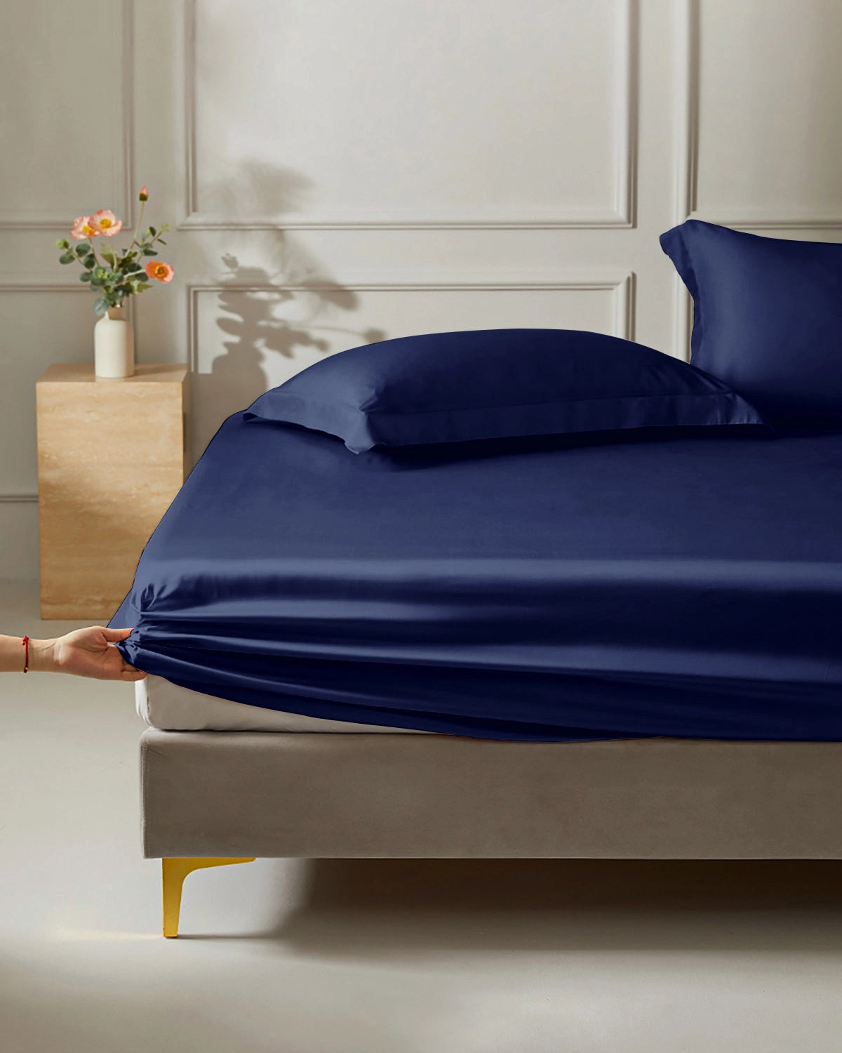 25 Momme Silk Fitted Sheet Navy