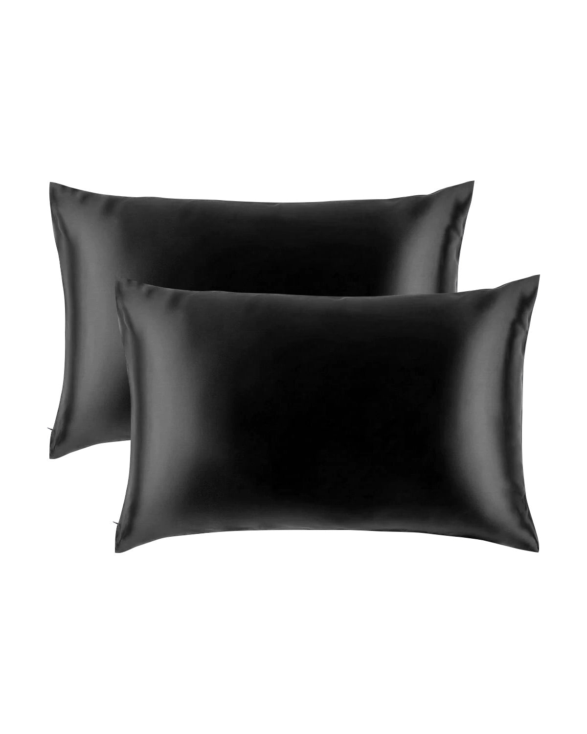 2PCS 19 Momme Silk Hidden Zipper Pillowcases Black