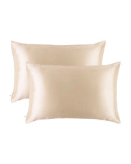 2PCS 19 Momme Silk Hidden Zipper Pillowcases Champagne