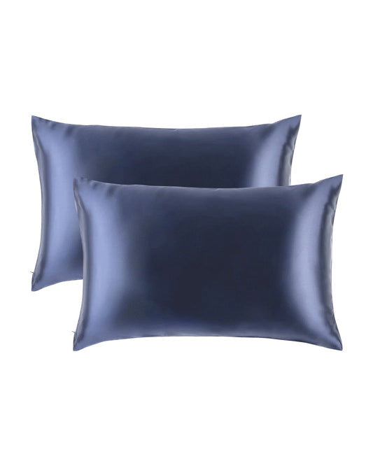 2PCS 19 Momme Silk Hidden Zipper Pillowcases Dusty Blue