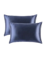 2PCS 19 Momme Silk Hidden Zipper Pillowcases Dusty Blue
