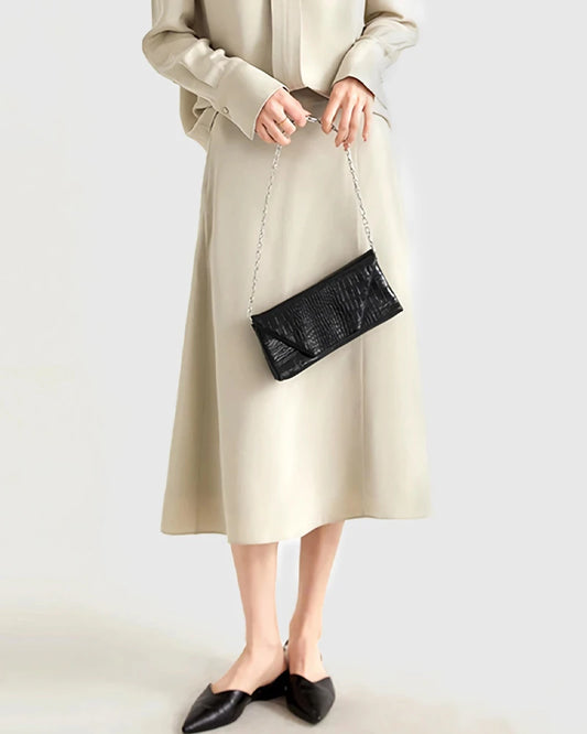 30 Momme Heavy Silk A-Line Midi Skirt