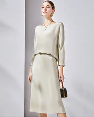 30 Momme Heavy Silk Bias-Cut Midi Skirt