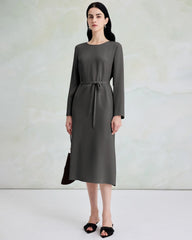 30 Momme Luxury Silk Long Sleeve Midi Dress