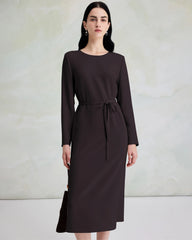 30 Momme Luxury Silk Long Sleeve Midi Dress