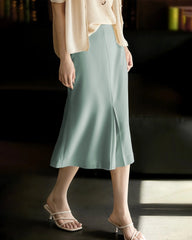 30 Momme Silk Mermaid Midi Skirt with Slit