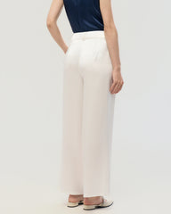 30 Momme Silk Pleated Straight Leg Trousers