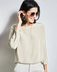 30mm Loose Long Sleeve Pullover Silk Blouse