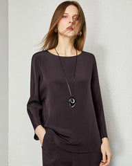 30mm Loose Long Sleeve Pullover Silk Blouse