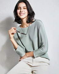 30mm Loose Long Sleeve Pullover Silk Blouse