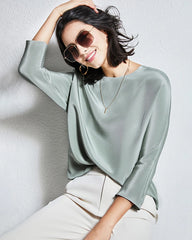 30mm Loose Long Sleeve Pullover Silk Blouse