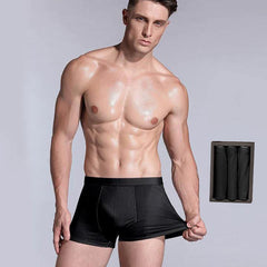 3 Pcs Men's Silk Boxer Briefs Underwear Black