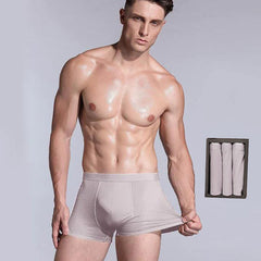 3 Pcs Men's Silk Boxer Briefs Underwear Grey