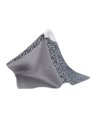 Dark Gray Patched And Printed Pocket Handkerchief