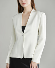 40 Momme Collarless Silk Blazer Cream
