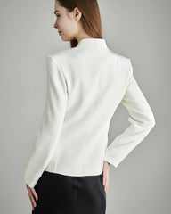 40 Momme Collarless Silk Blazer Cream