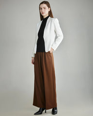 40 Momme Collarless Silk Blazer White