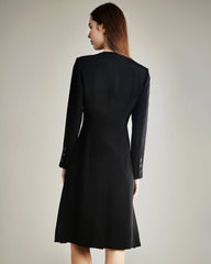40 Momme Double-Breasted Silk Dress Black