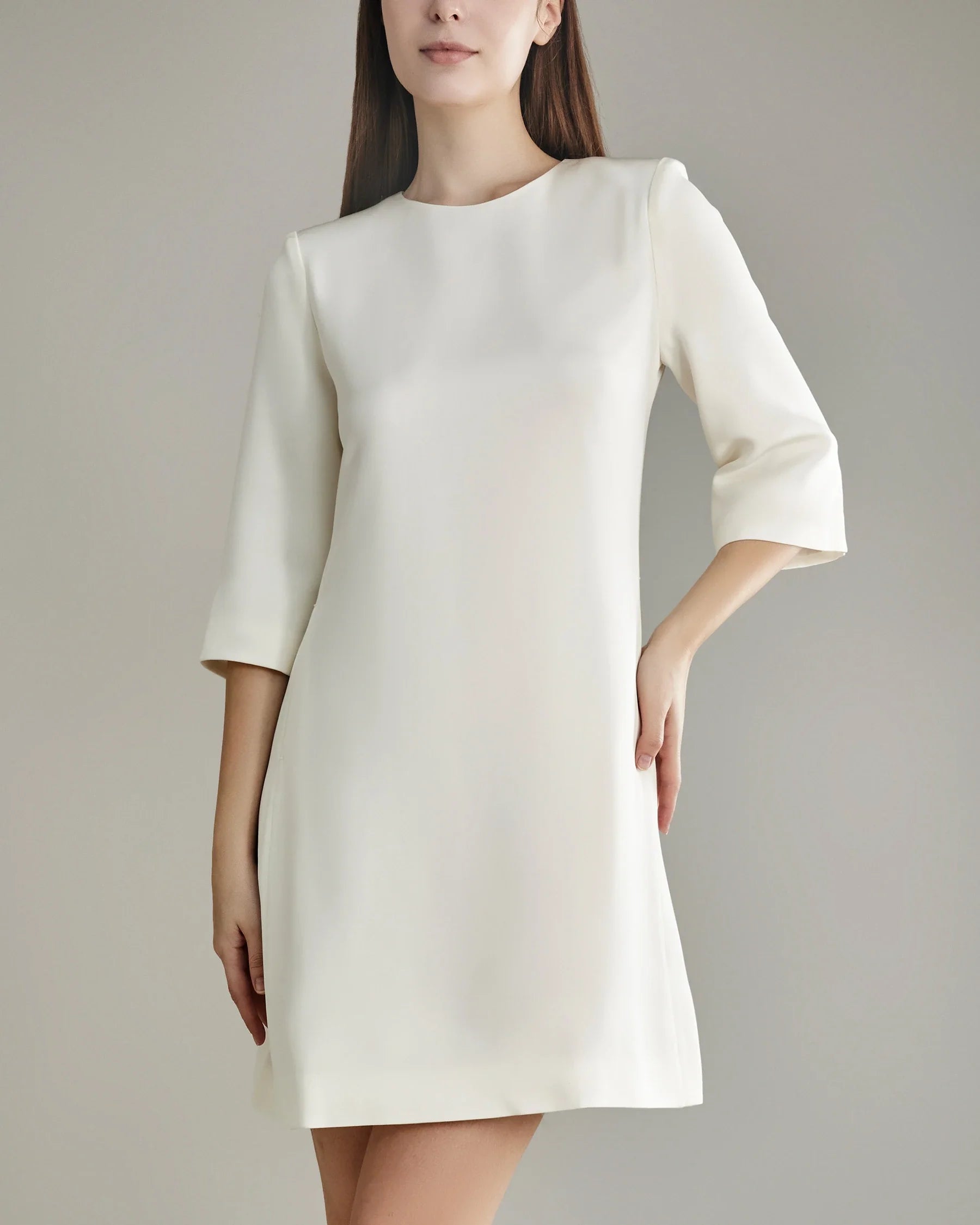 40 Momme Knee-length Silk Dress Cream