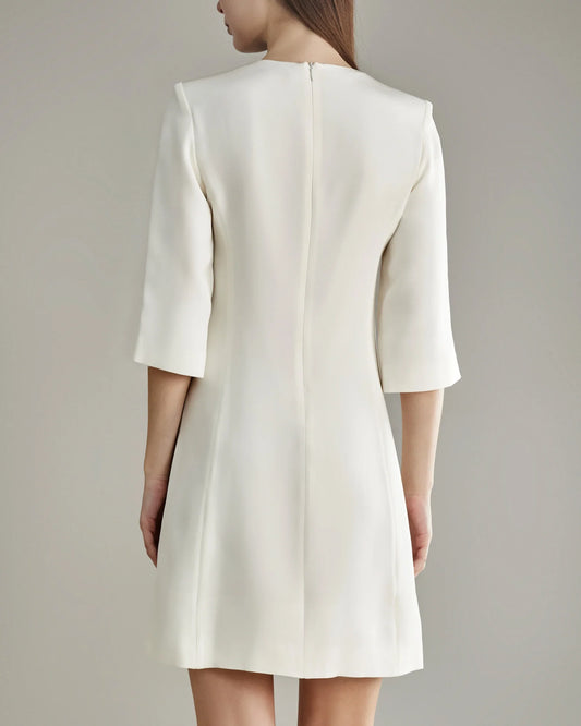 40 Momme Knee-length Silk Dress Cream