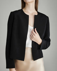 40 Momme Open Front Silk Blazer Black