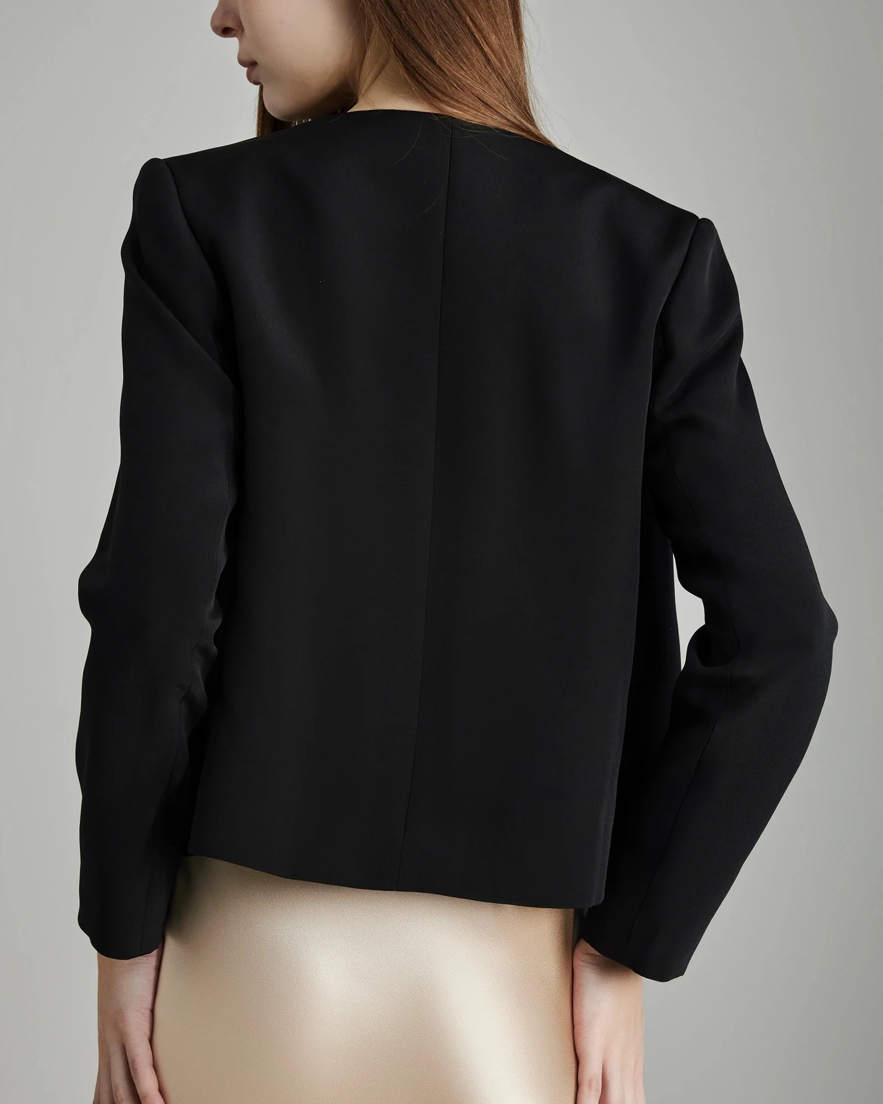 40 Momme Open Front Silk Blazer Black