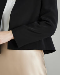40 Momme Open Front Silk Blazer Black