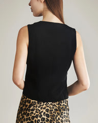 40 Momme Regular Fitted Silk Vest Black